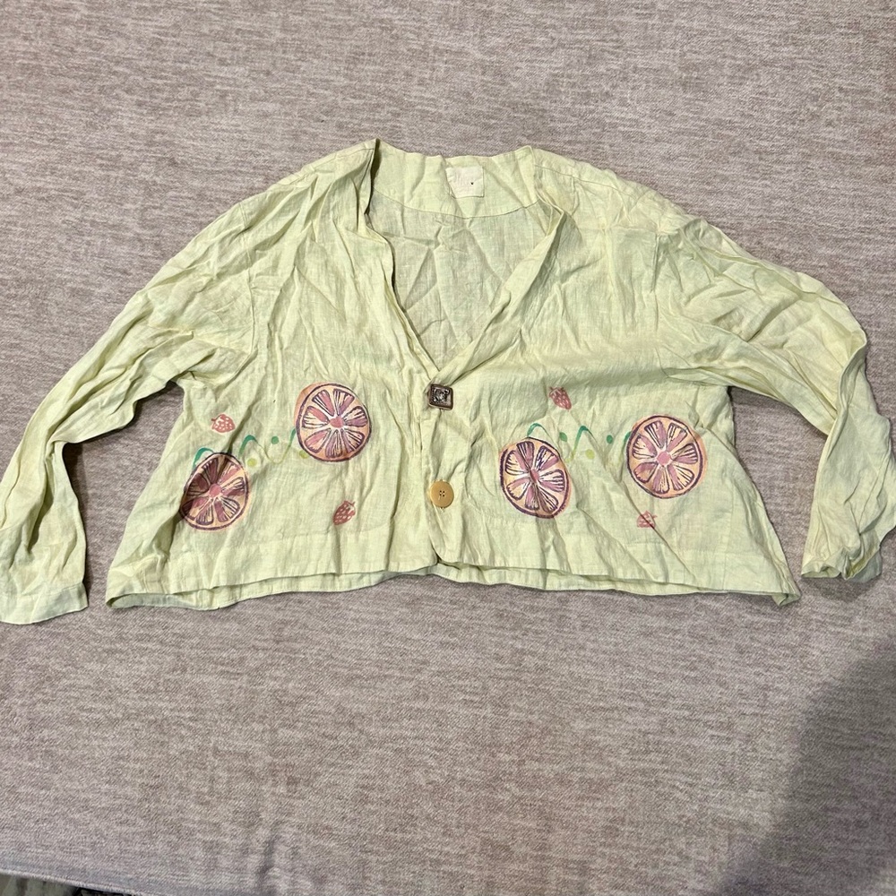 Vintage 90s Blue Fish button up long sleeve